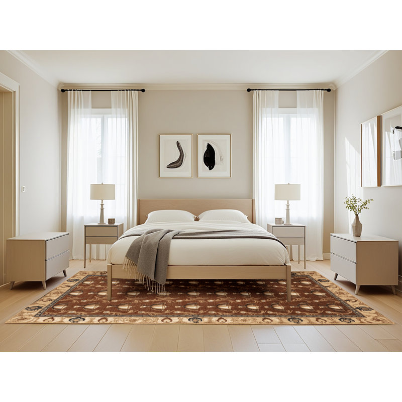 Tapis brun français lavable à la machine, Rectangle de 5 pi x 8 pi