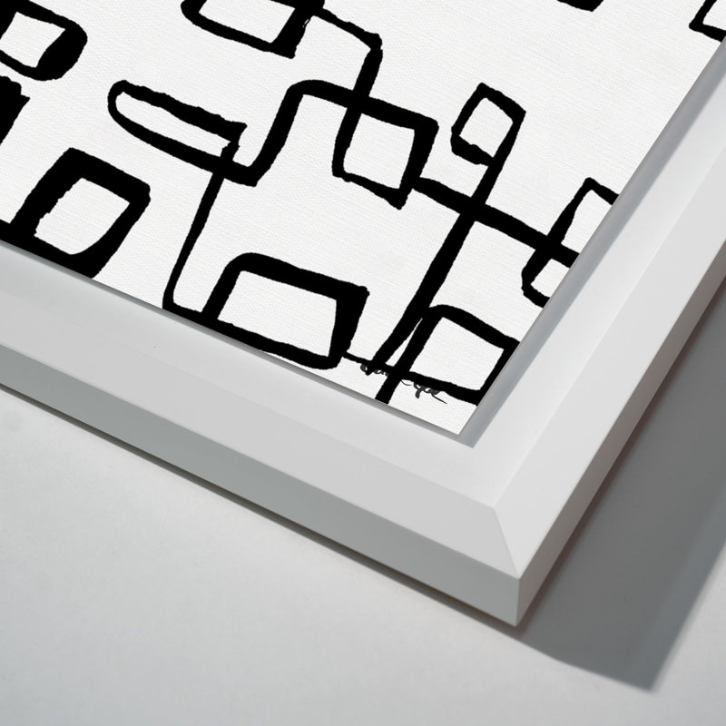 Oliver Gal Simple Geometry Lines Abstract - Luxury Shadowbox Framed Wall Art, 41.5" H x 41.5" W, White