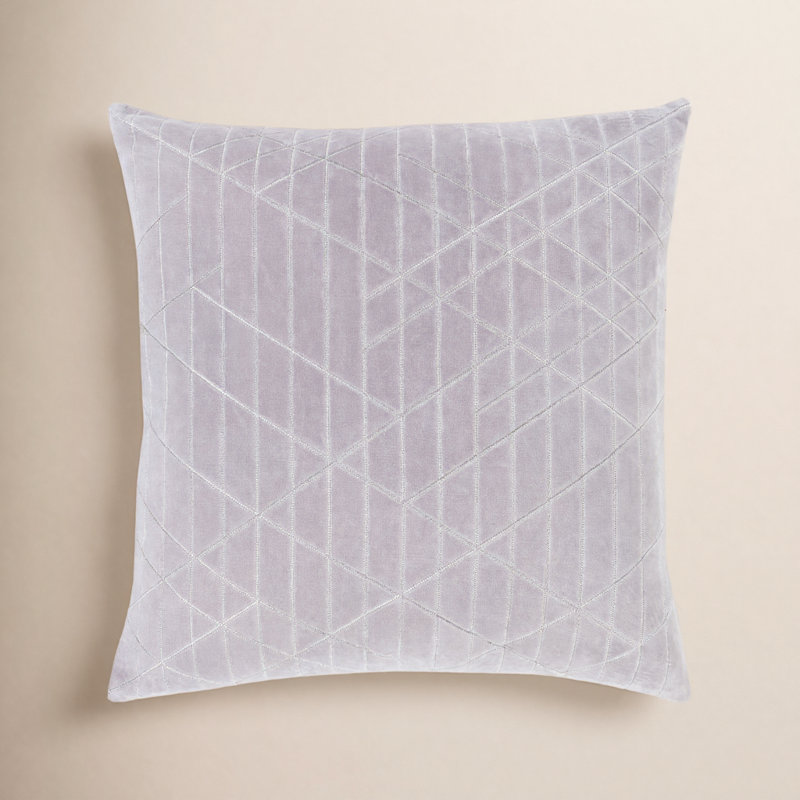 Herrera Square Cotton Pillow Cover & Insert, 22" x 22", Pillow Cover Only, Gray