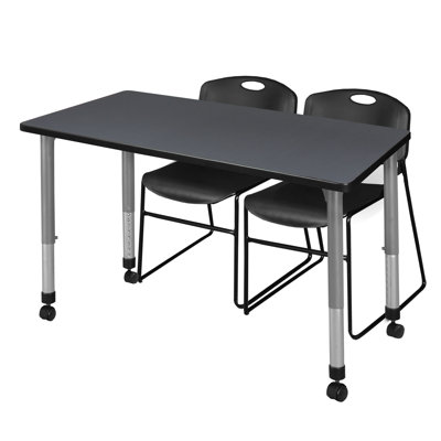 Table de classe réglable Regee Kee Mobile, 2 chaises empilables et base Zeng