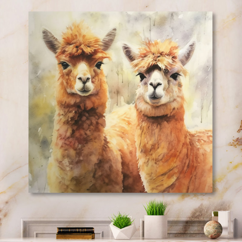 Alpagas gracieux sur toile, H 30 po x l 30 po x P 1 po, Toile tendue