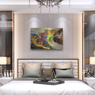«Michelangelo - Creation of Adam Colorful I» par Portfolio, art mural en métal