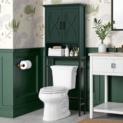 Alaye Floor Mounted Over-the-Toilet Storage Cabinet, Double Doors Above Toilet Bathroom Storage