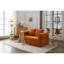 Lit escamotable en chenille de style rétro, de couleur orange - coussin amovible et moelleux pour la détente, base pliable du lit du salon, revêtement en teinture