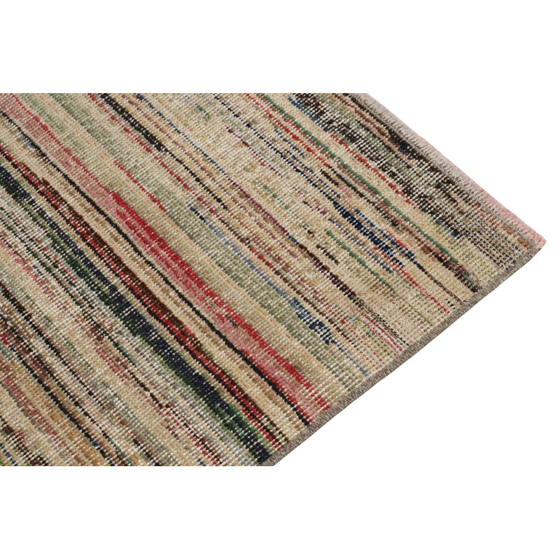 Pasha Wool Striped Area Rug in Beige/Red/Black/Brown