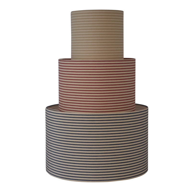Lancashire Cotton Ticking Stripe Drum Lamp Shade ( Easy Fit ) , 20cm H x 20cm W x 20cm D, Blue