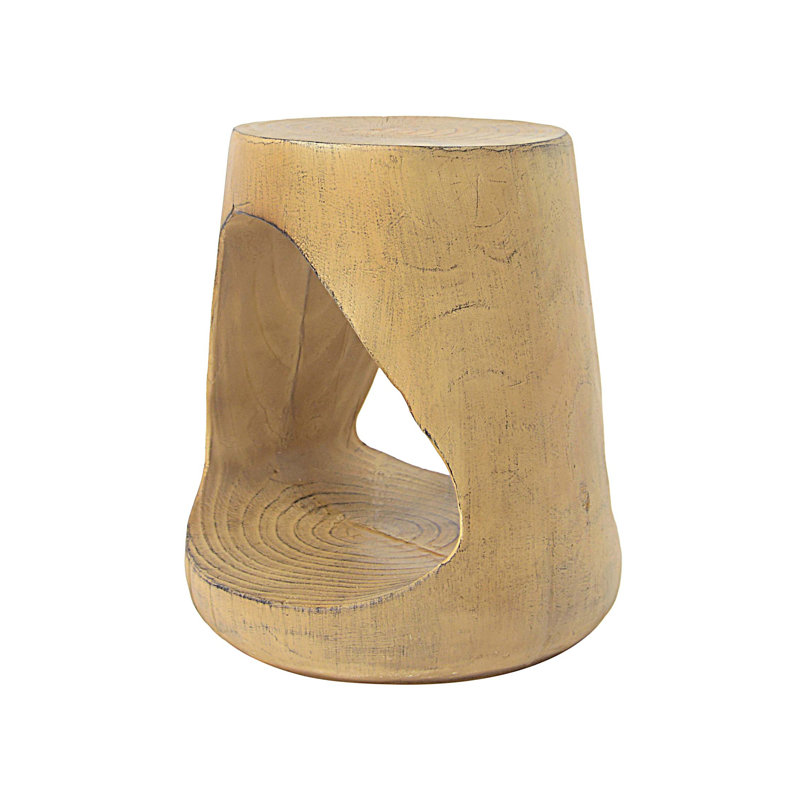 MGO Hollow Side Table, Wood-like texture, Natural