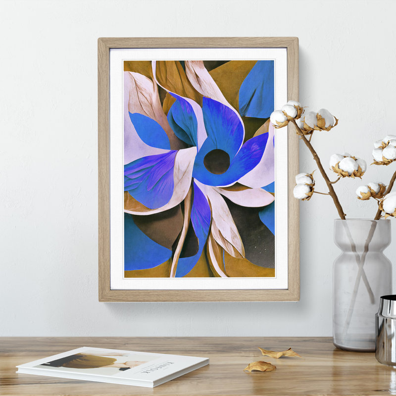 Abstract Floral Art No.5 - Framed Print, 64cm H x 46cm W x 2cm D, Oak