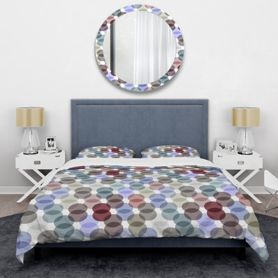 Motif de cercles mauves - Ensemble de housse de couette abstrait - Microfibre de polyester