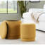 Tissu jaune au design contemporain, couvercles amovibles pour plus de rangement, rembourrage en mousse, confort moelleux, deux repose-pieds, sans assemblage, capacité de poids de 250 lb, utilisation à l'intérieur seulement, largeur de 14,87 po avec