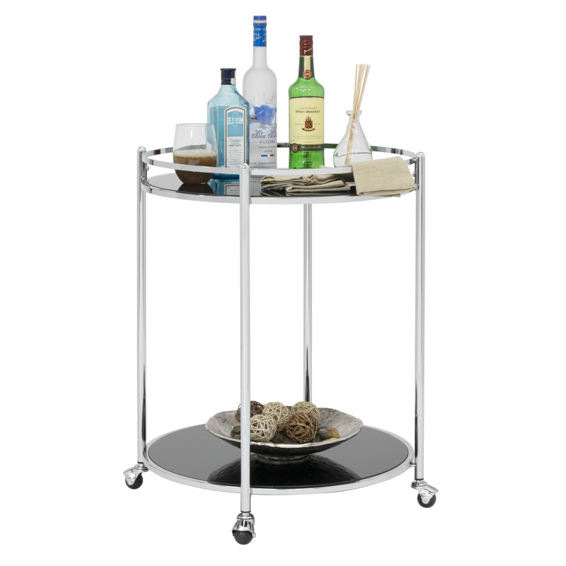 Hayet Metal Bar Cart, Black Glass