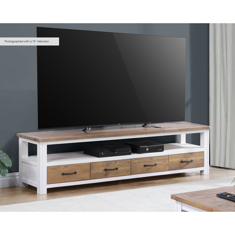 Splash Of White TV Stand, White/Natural , 47cm H x 180cm L x 40cm W