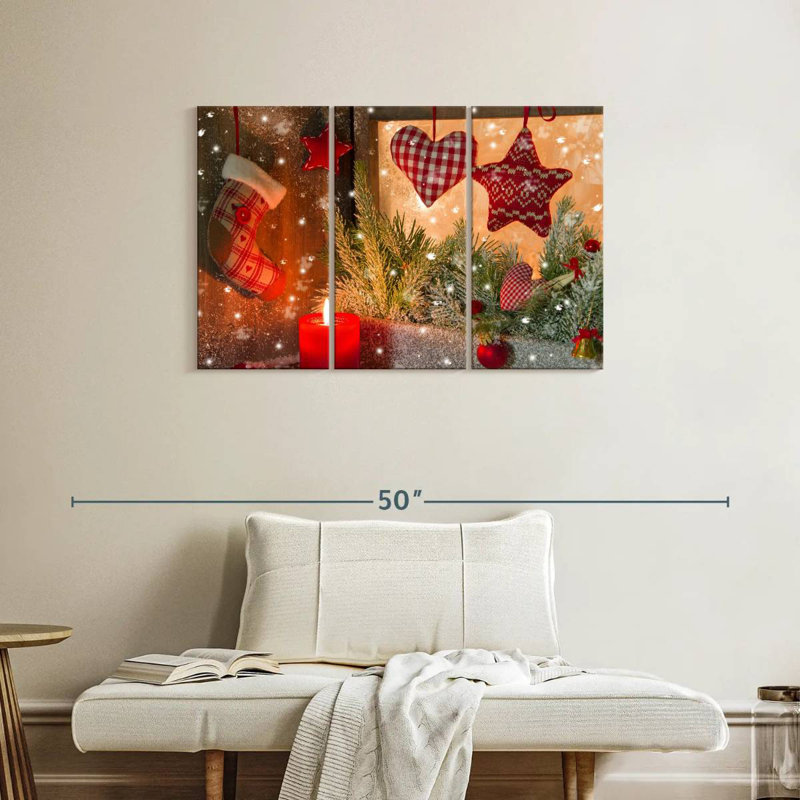 Décorations de Noël rouges, H 24 po x l 38 po
