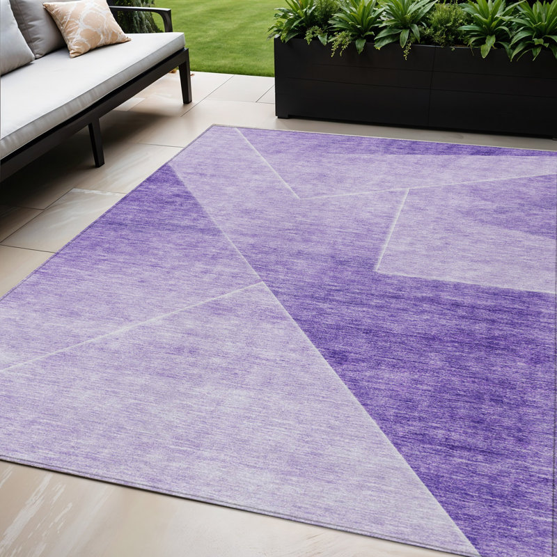 Tapis d'intérieur lavable abstrait mauve et ivoire 5 pi x 8 pi