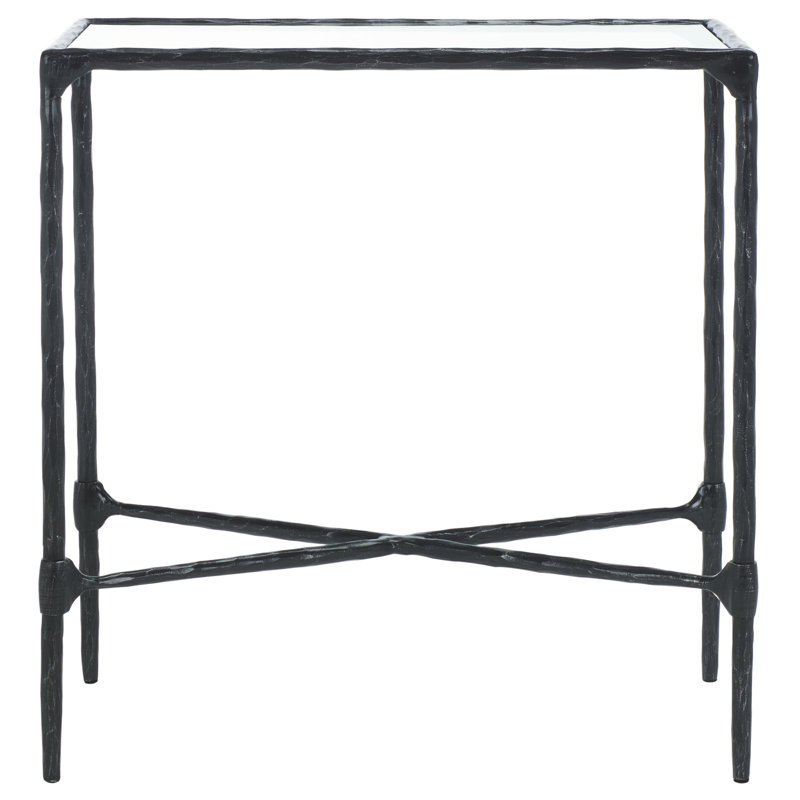 Isabellina Metal and Glass Accent Table, Black