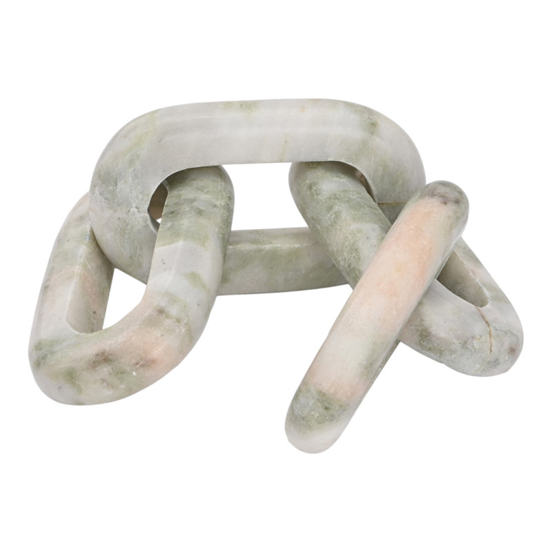 Chaîne décorative en marbre onyx pour décoration de salon - objet de sculpture moderne en pierre pour table, tablette ou décoration intérieure - 14 po, vert