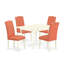 5 Piece Dinette Set Includes a Rectangle Dining Room Table with Dropleaf and 4 Pink Flamingo Faux Leather Upholstered Chairs, Linen White-106903168-109975700-109975702