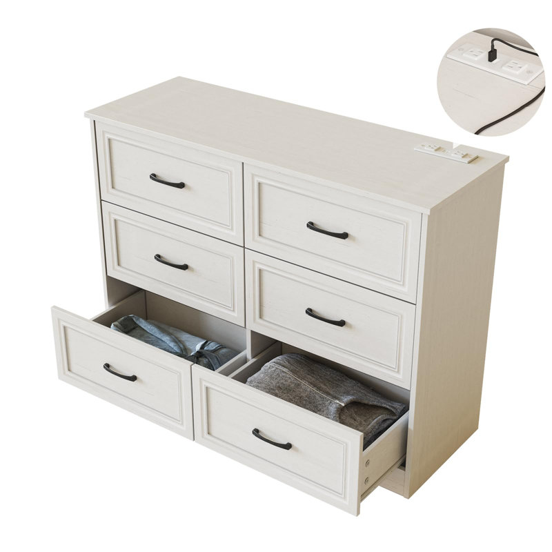 41.7'' W 6 - Drawer Dresser, White
