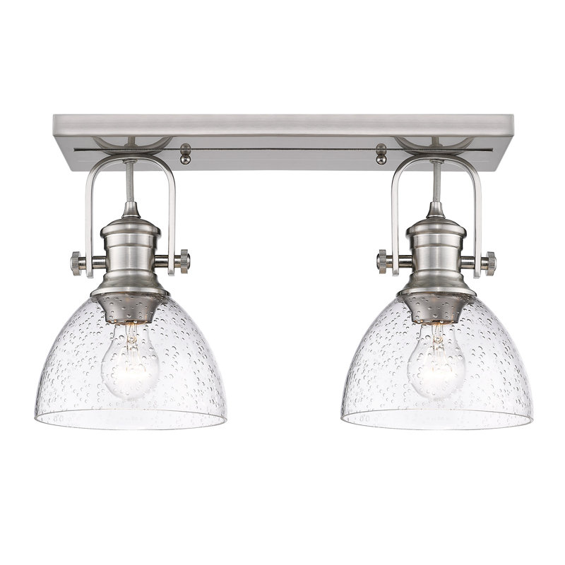 Bales Glass Semi Flush Mount, Seeded Glass, Pewter