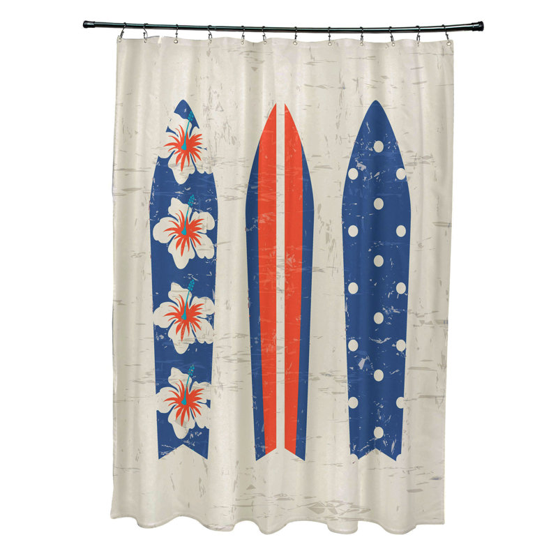 Rideau de douche simple Almeida, Bleu-Orange