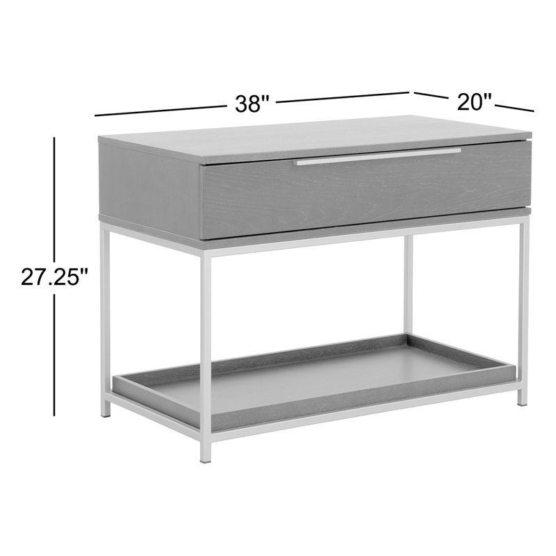 Mitrea 1 - Drawer Nightstand, Cream/Antique Brass