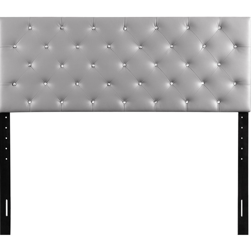 Grand lit gris avec tête de lit en similicuir Pu