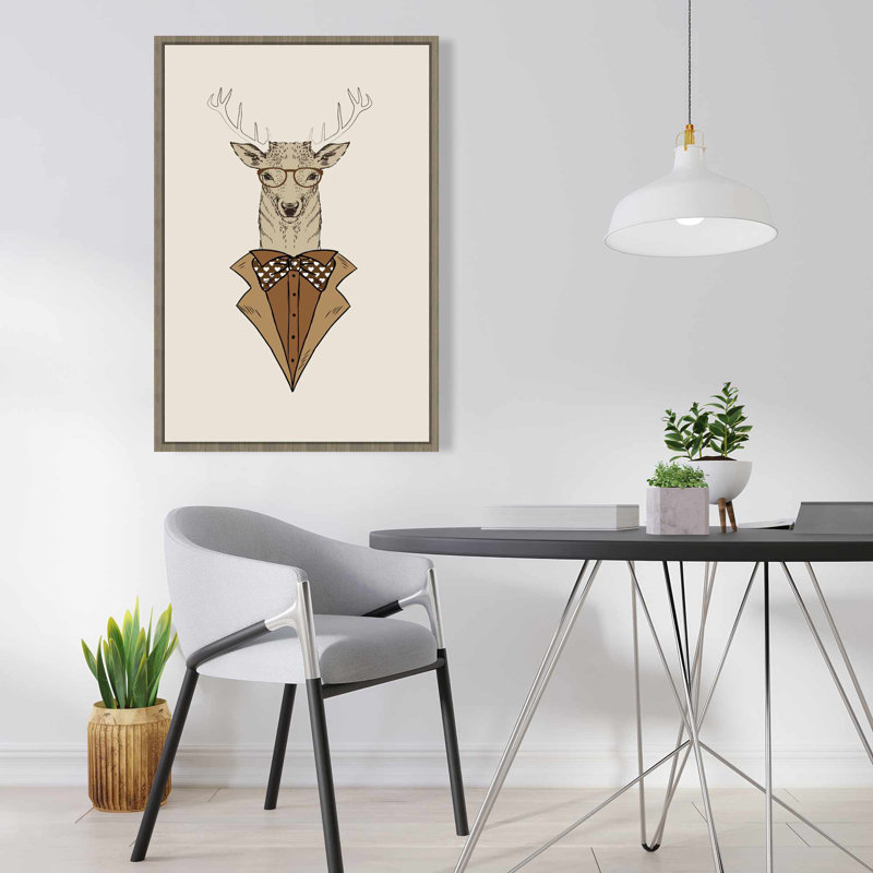 Cadre encadré de cerfs avec un manteau brun | Décoration de chevreuil brun