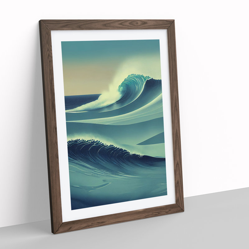 Ocean Wave No.2 - Single Picture Frame Print, 34cm H x 25cm W x 2cm D, Walnut