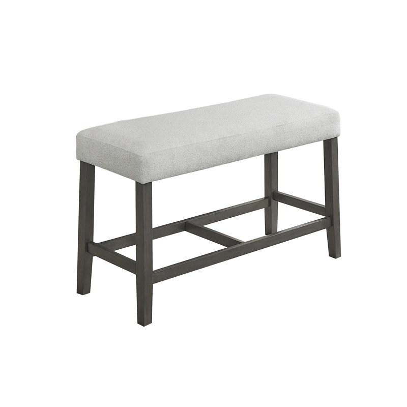 Banc en tissu gris clair Selena avec cadre en bois gris et repose-pieds en bois de 40 po Selena