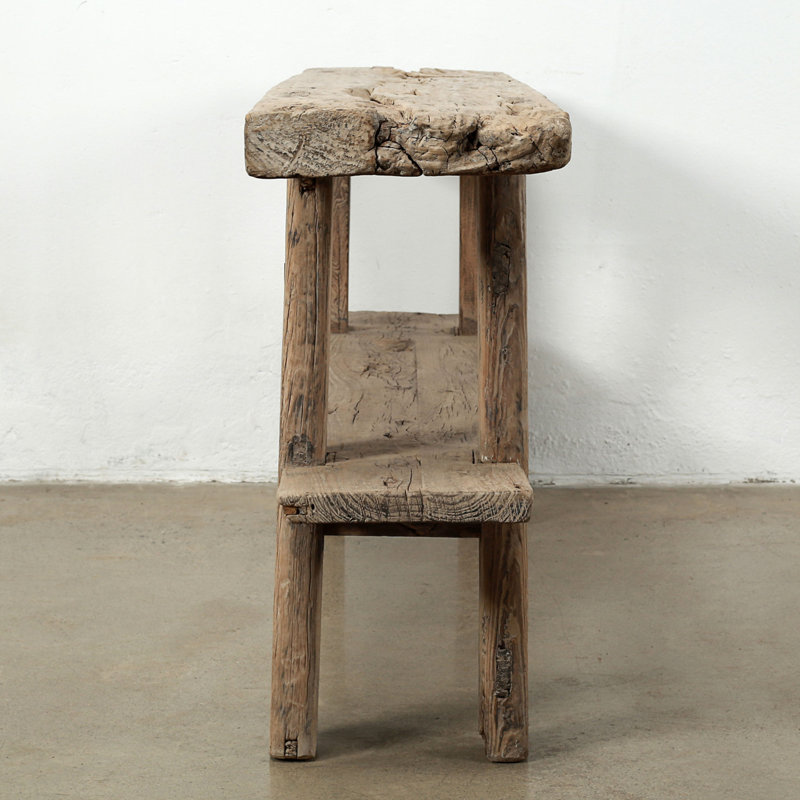 Approx. 76 Inches Wide Vintage Console Table with Shelf Weathered Natural