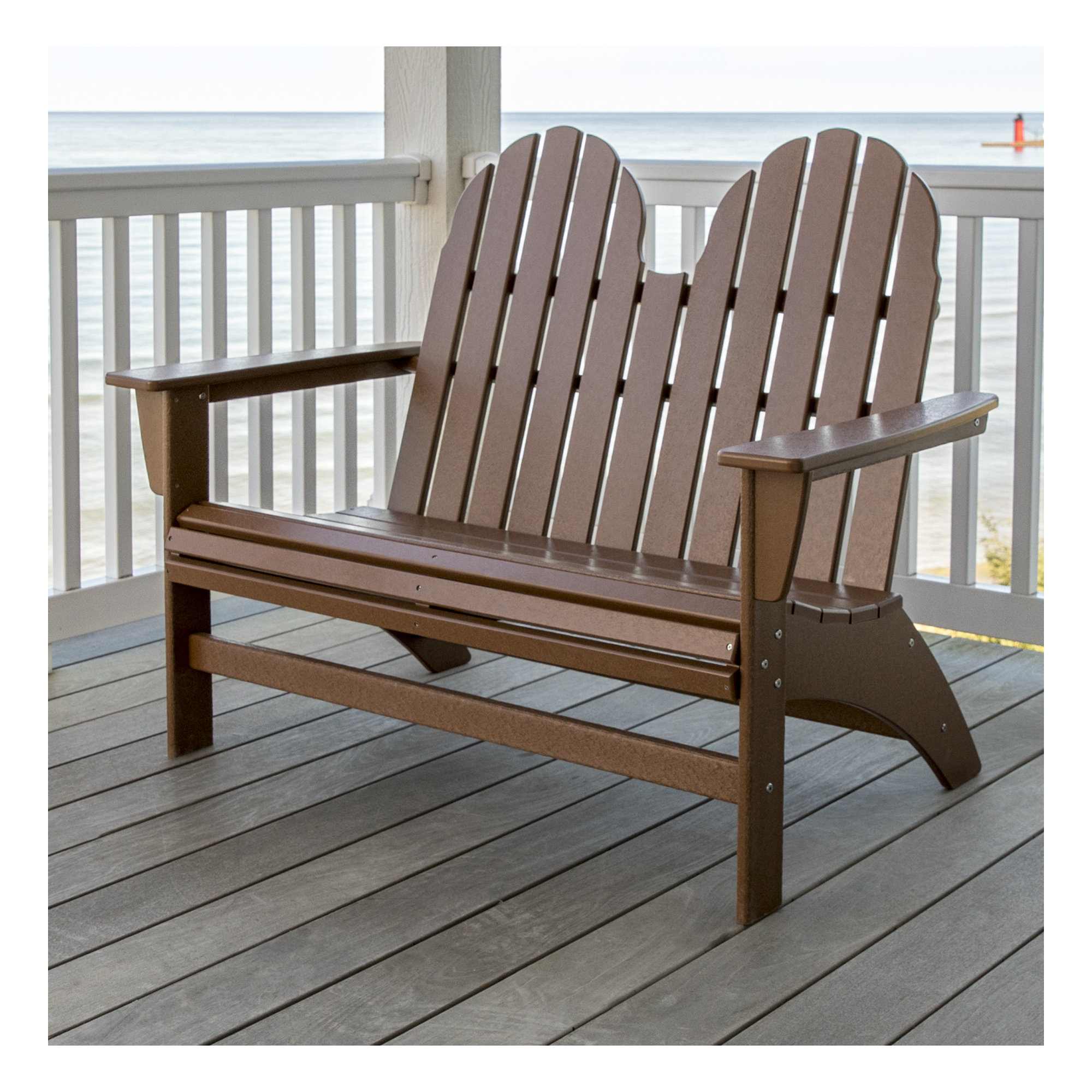 POLYWOOD Vineyard 48" Adirondack Bench, Teak