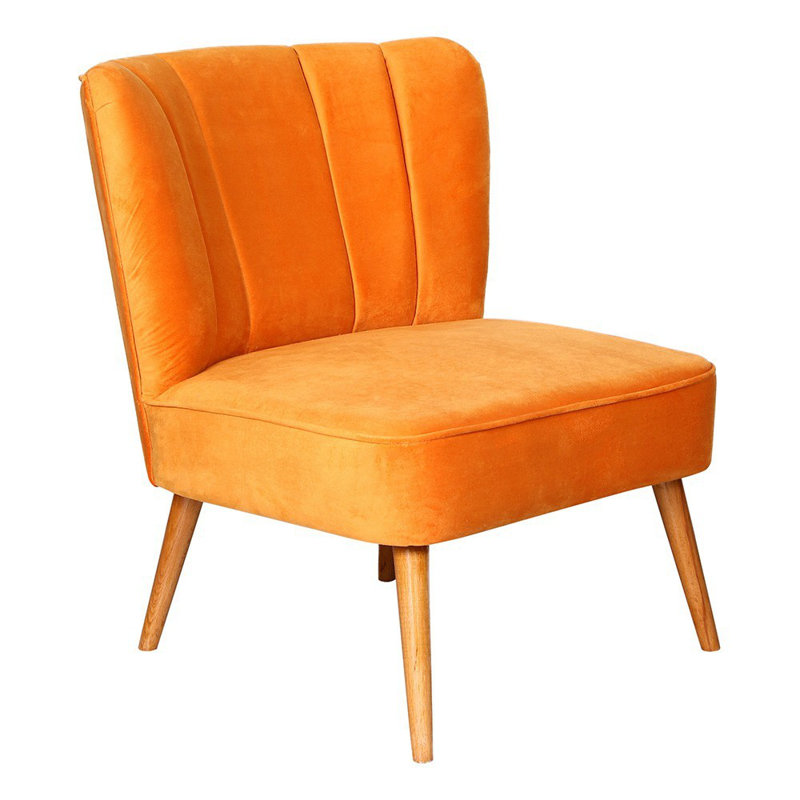 Élégant fauteuil à oreilles, structure en bois massif, 25,2 po x 29,5 po x 25,6 po | Tissu 100% polyester facile à nettoyer, siège en mousse à 32 bandes, design orange moderne | Parfait pour la maison, l'hôtel ou le bureau | Confort élégant et durabilité