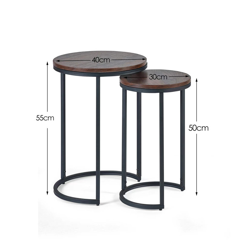 Aeris Round Nesting Tables, Walnut