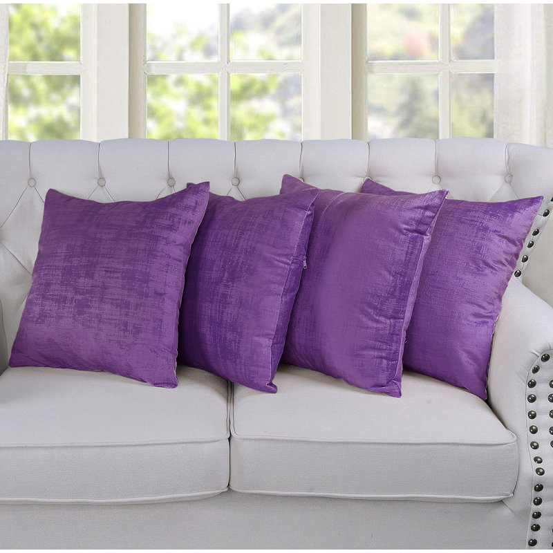 Textured Velvet Throw Pillow Cover, Imperial Purple