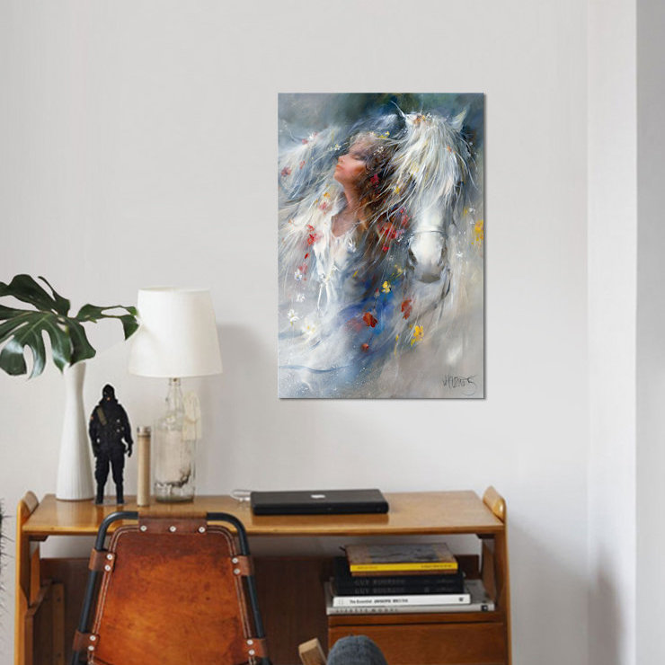 «Pensées», reproduction sur toile, H 18 po x l 12 po x P 1,5 po, Pas de tapis, Toile tendue