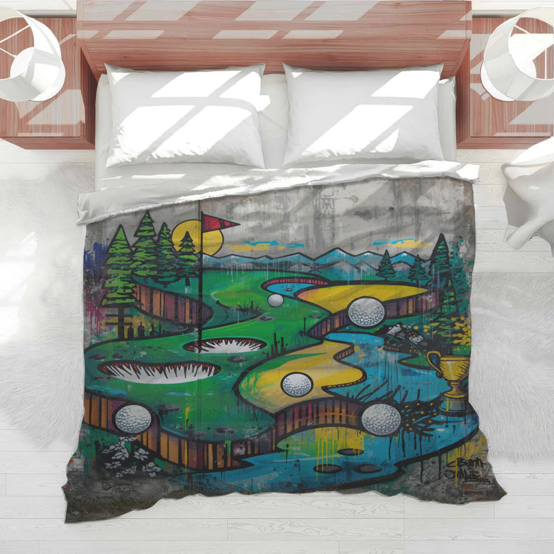 Golf Course Graffiti Comforter, Twin Extra Long