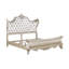Lit standard en bois massif Monique avec tête de lit tapissier couleur champagne-93235299