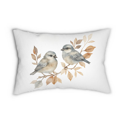 Nature Inspired Bird Pillow Cover| Printed Songbirds on Branch | Cottage core & Farmhouse Spring Décor