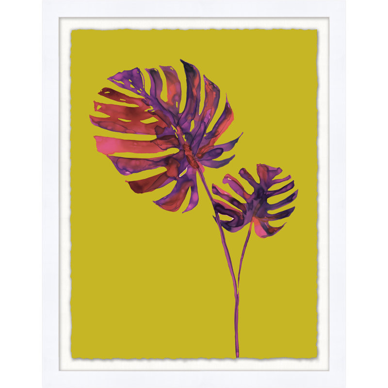 «Vibrant Palms 2» par Christopher Kennedy - peinture encadrée, H 43 po x l 35 po x P 1,5 po