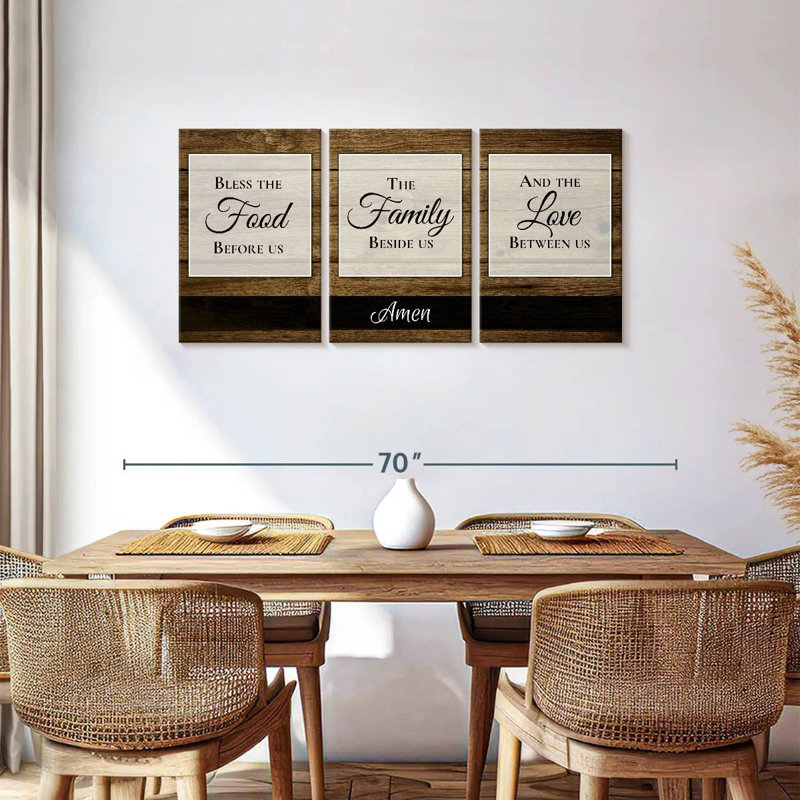 «Bless The Food Family And Love I», reproduction sur toile, H 27 po x l 56 po x P 1,25 po