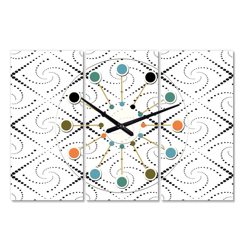 Très grande horloge murale rétro et abstraite à géométrie réduite Mid-Century