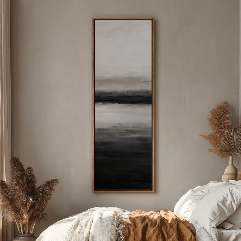 Large Framed Canvas Wall Art - Minimalist Abstract Landscape Prints - , Natural, 60" H x 20" W