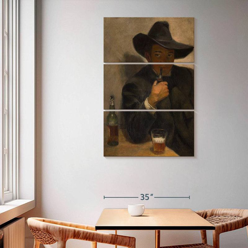 Autoportrait Leisha avec chapeau à larges bords, H 65 po x l 42 po