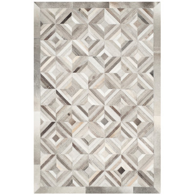 Tapis géométrique en cuir tissé à la main Cartwright