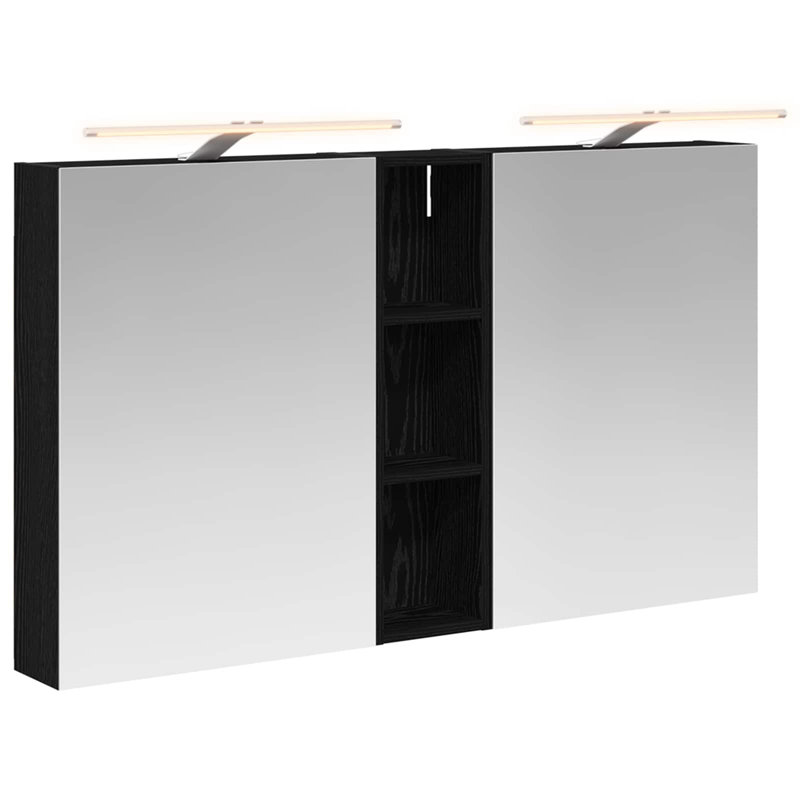 W H Wall Mounted Required Medicine Cabinet Mirror 6, 70cmH x 120cmW x 14.5cmD, Black
