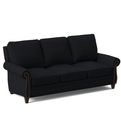 Canapé à accoudoirs roulés en cuir véritable 88 po Reddish
