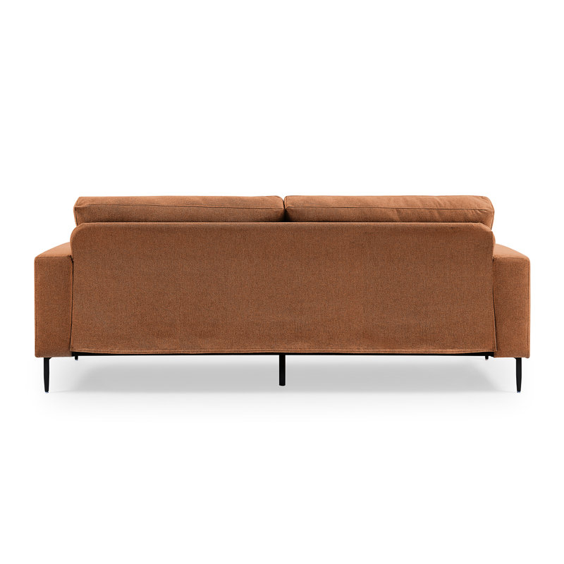 Etta 214.1Cm Velvet Square Arms Sofa, Rust Linen Blend