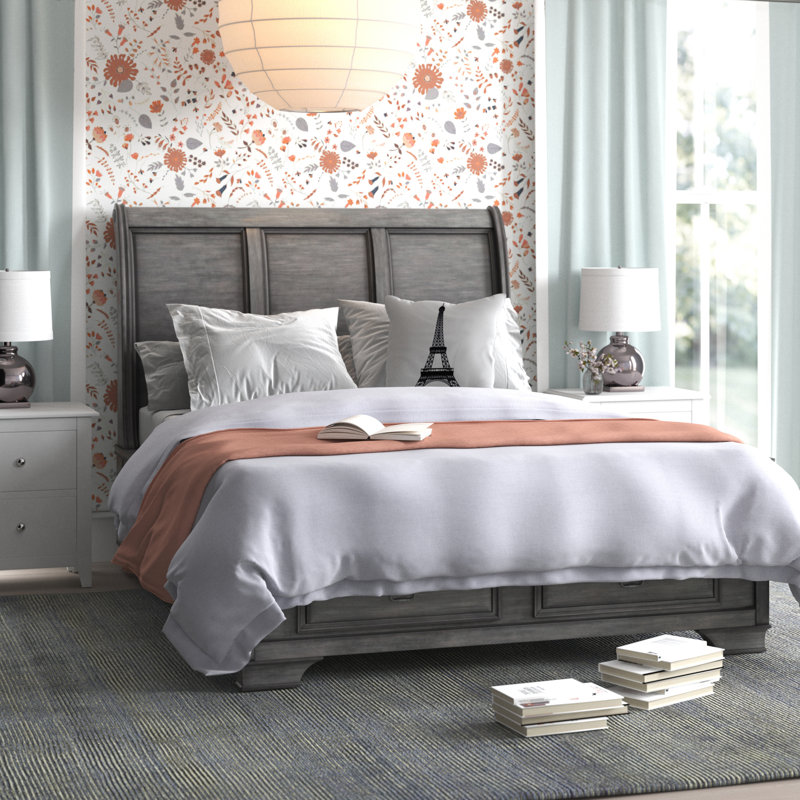Aimara Sleigh Storage Bed, Queen, Gray