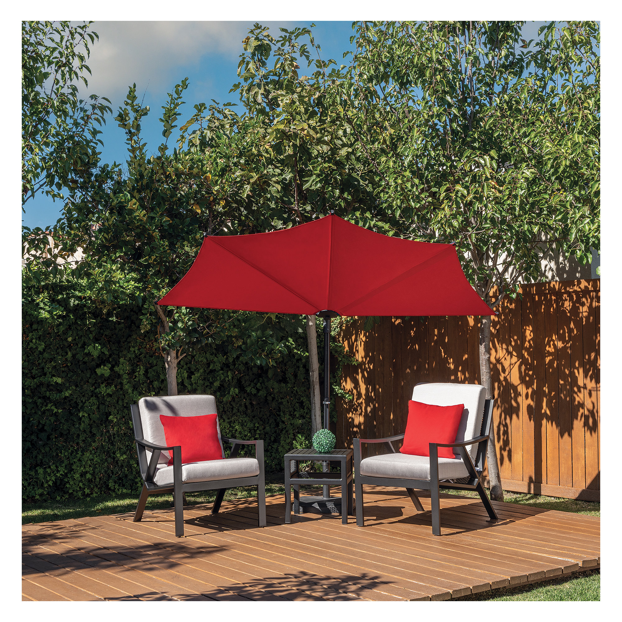 Ellen 5' x 8' Market Umbrella, Deep Red Performance