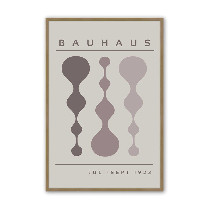 «Warm Taupe», affiche rétro Bauhaus, H 15,25 po x l 12,25 po, Or brossé